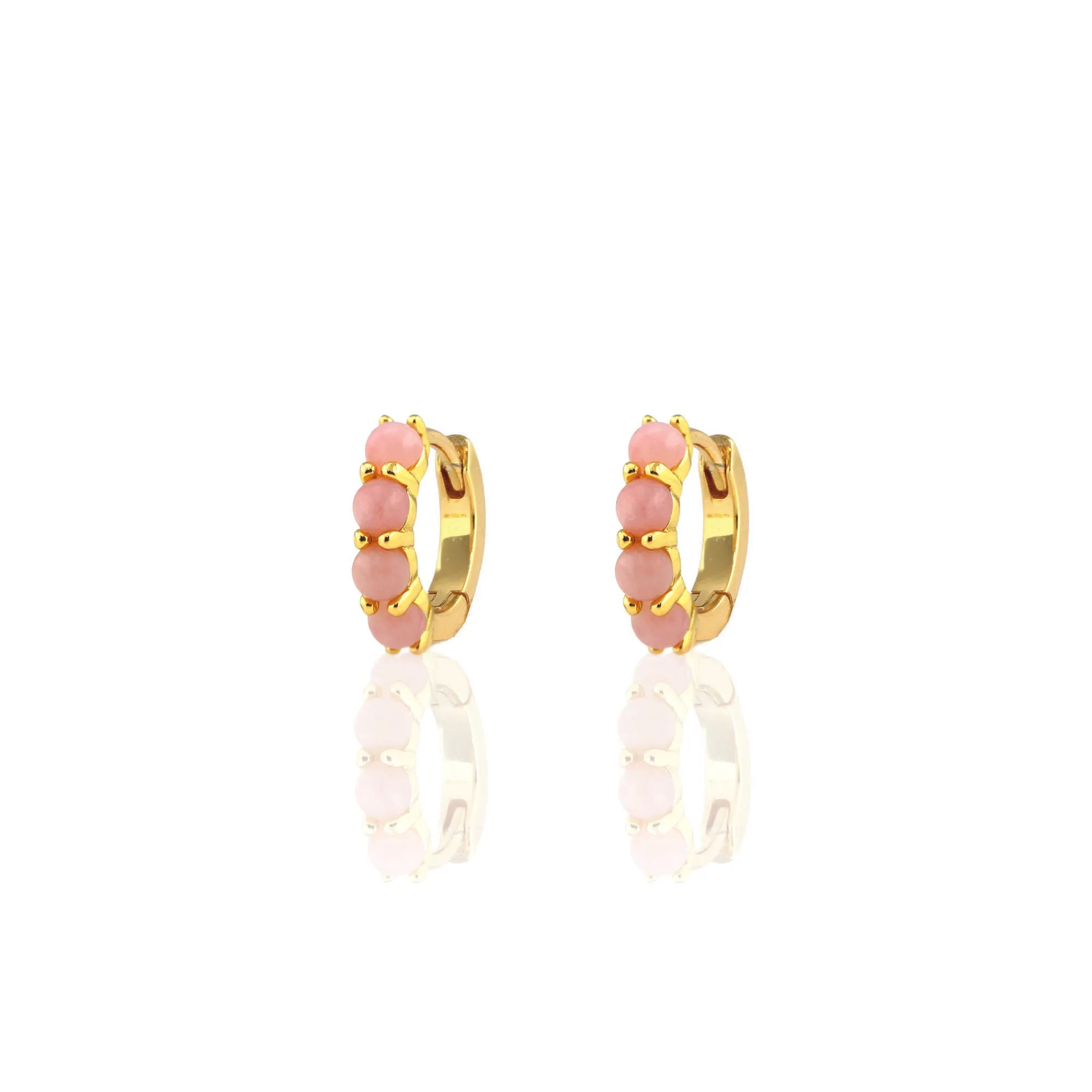 Pink Opal Huggie Hoop Earrings