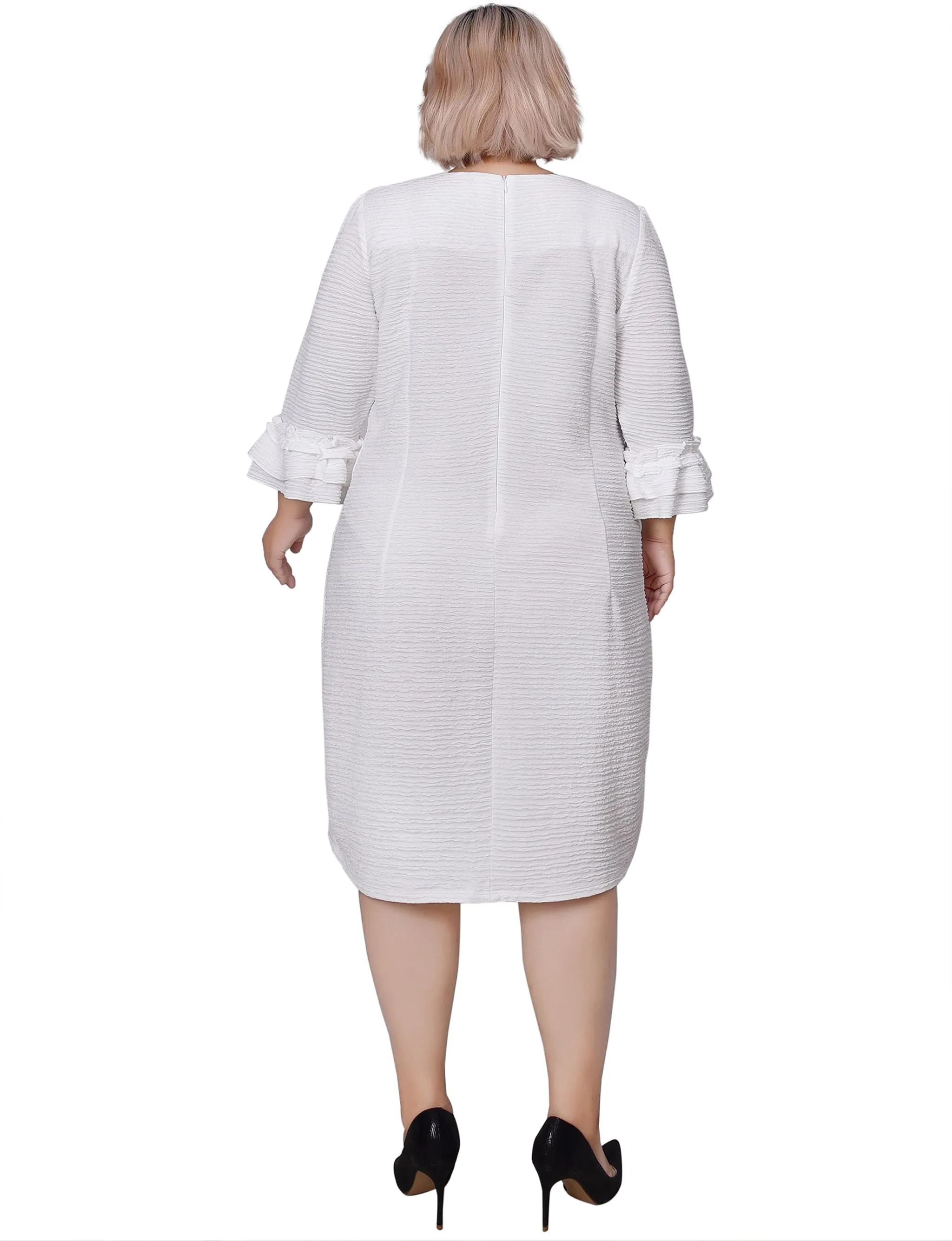 Plus Size 3/4 Sleeve Textured Knit Dress