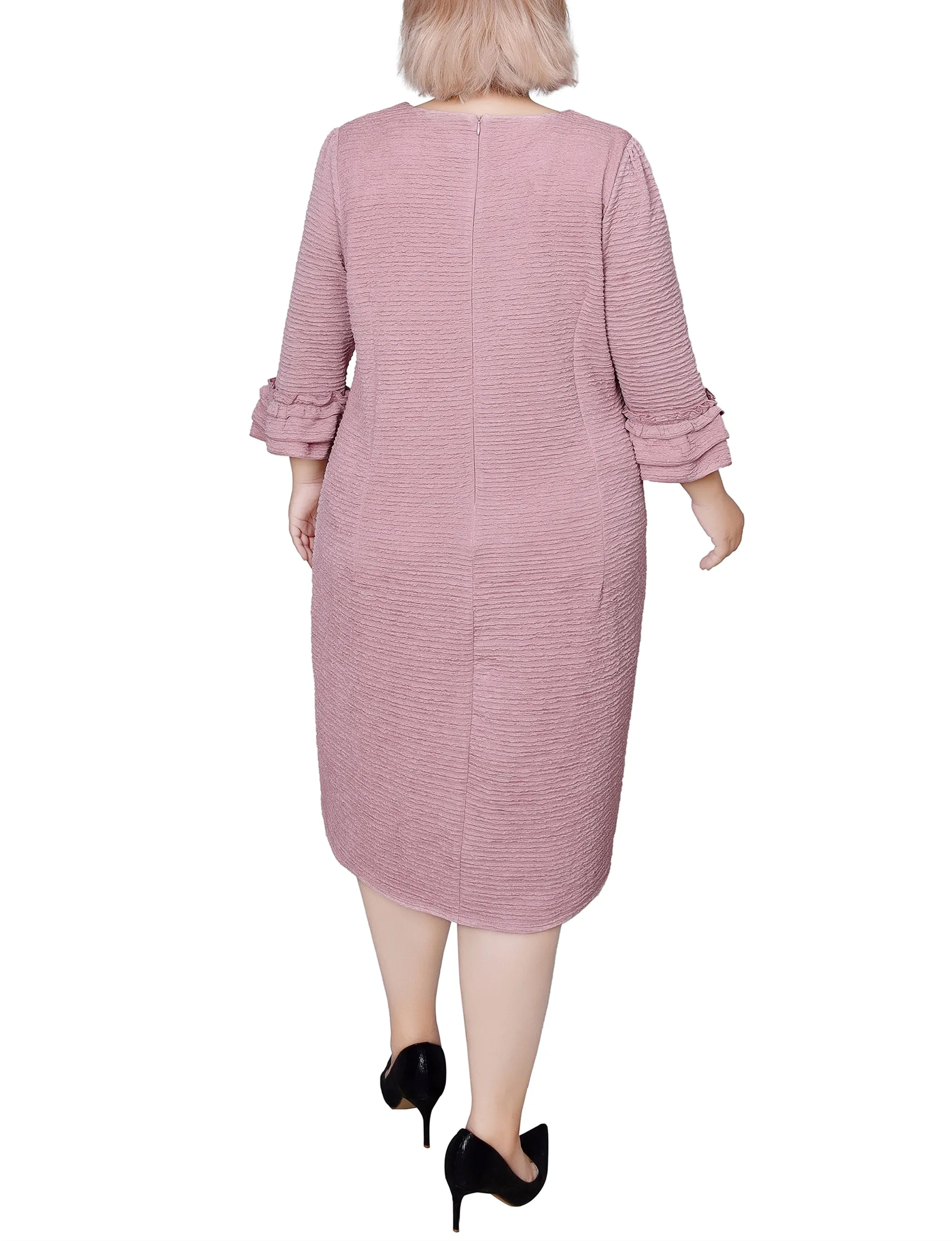 Plus Size 3/4 Sleeve Textured Knit Dress