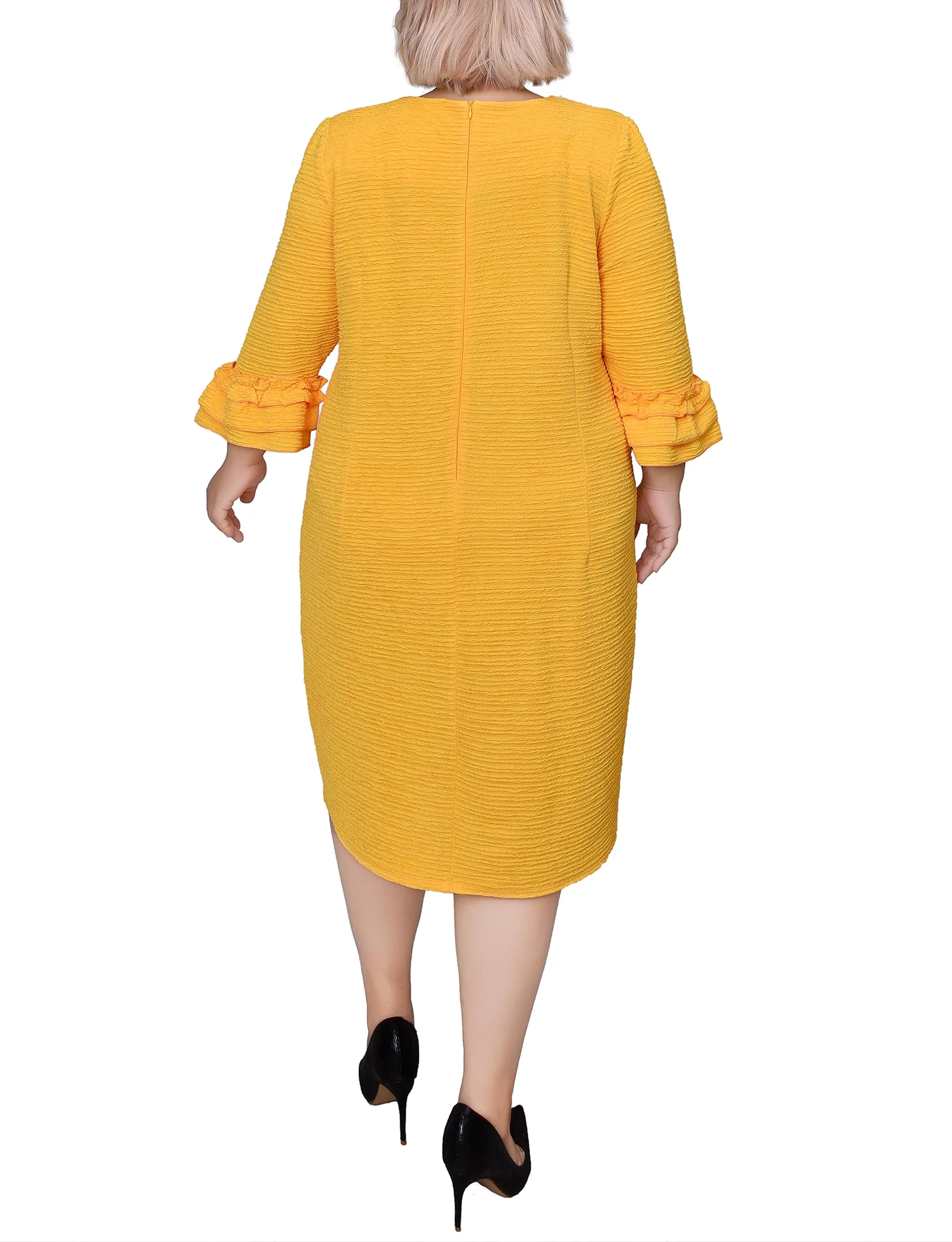 Plus Size 3/4 Sleeve Textured Knit Dress