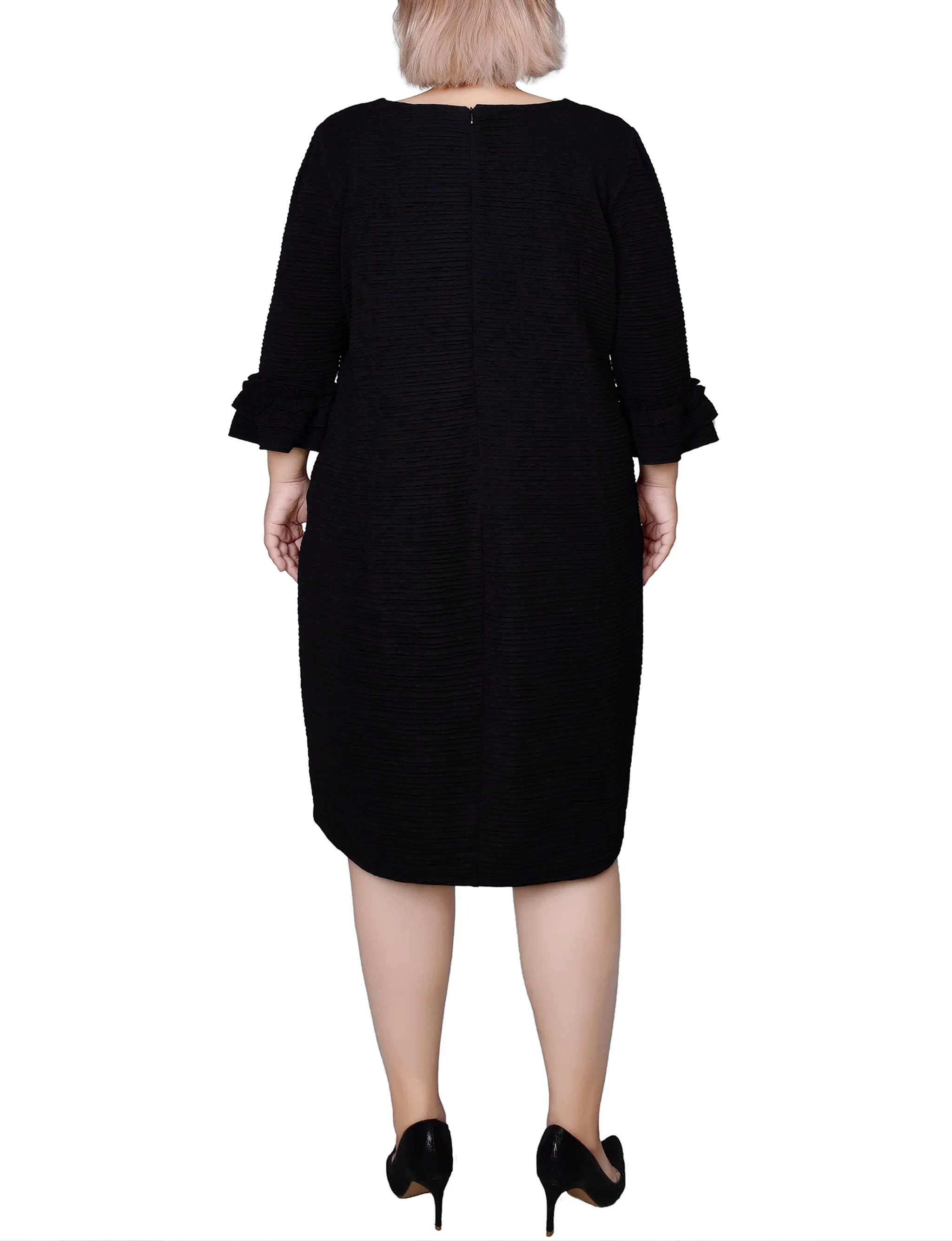 Plus Size 3/4 Sleeve Textured Knit Dress