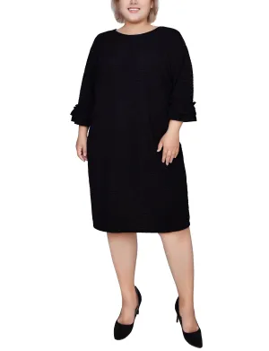 Plus Size 3/4 Sleeve Textured Knit Dress