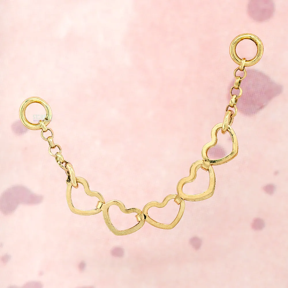 "Barracuda Moving Hearts" Chain Attachment in Gold - Centered