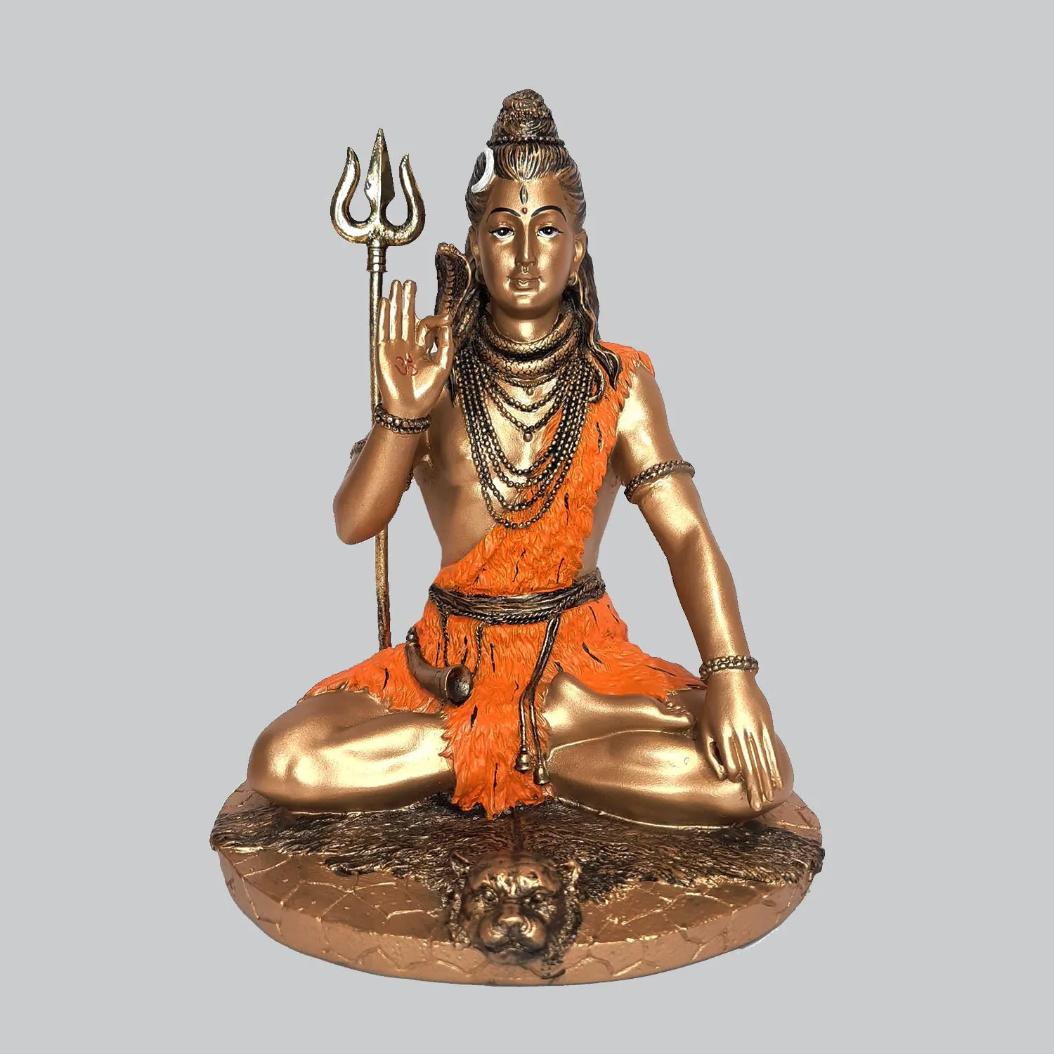 Resin Shiva Sitting in Gold and Orange Finish 24.3 in