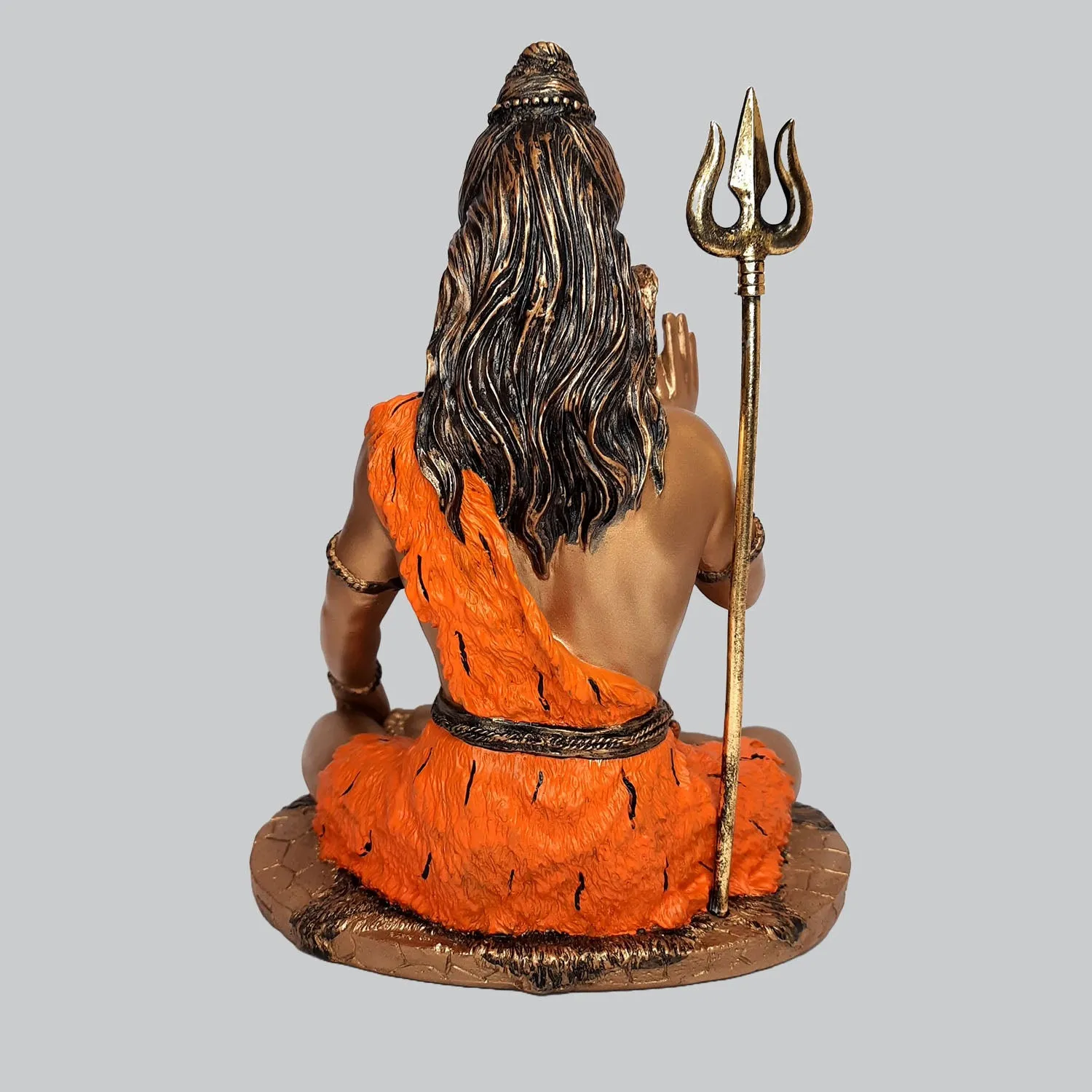 Resin Shiva Sitting in Gold and Orange Finish 24.3 in