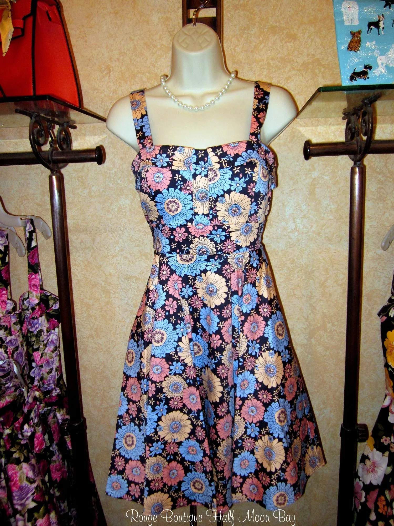 Retro tie-back Floral Hostess dress