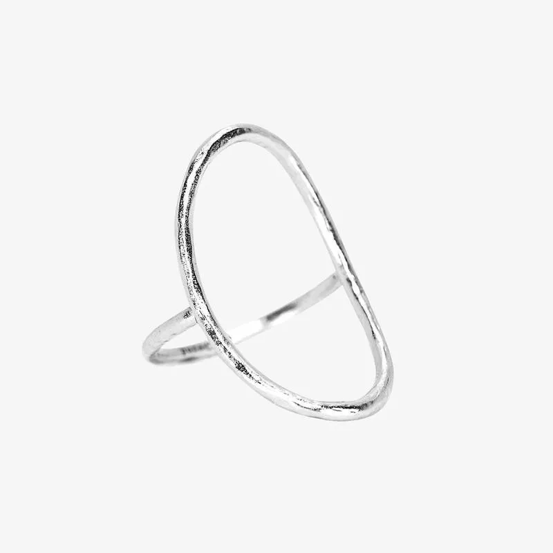 Silver Oval Open Ring - Size 6