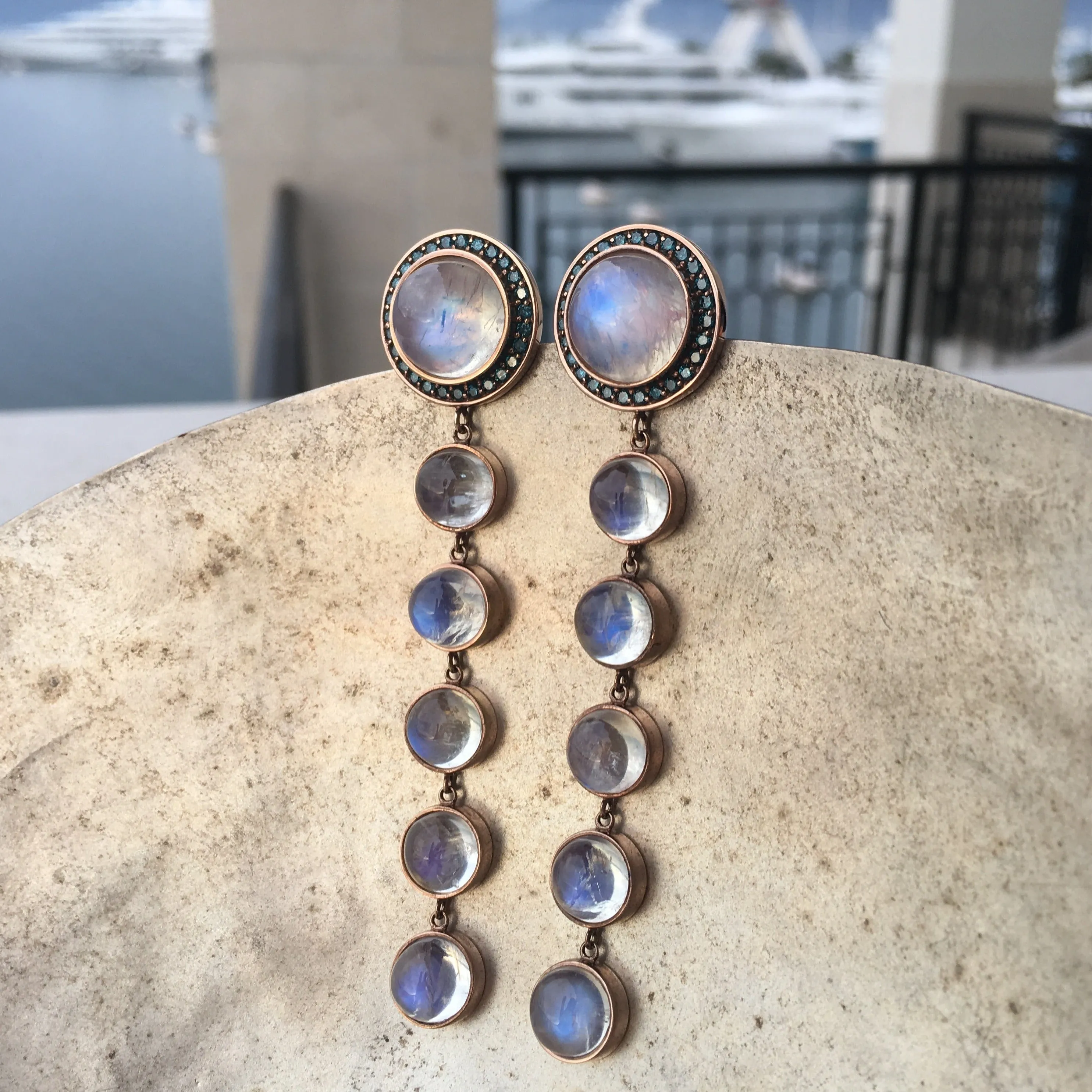 Stena Rainbow Moonstone Drop Earrings