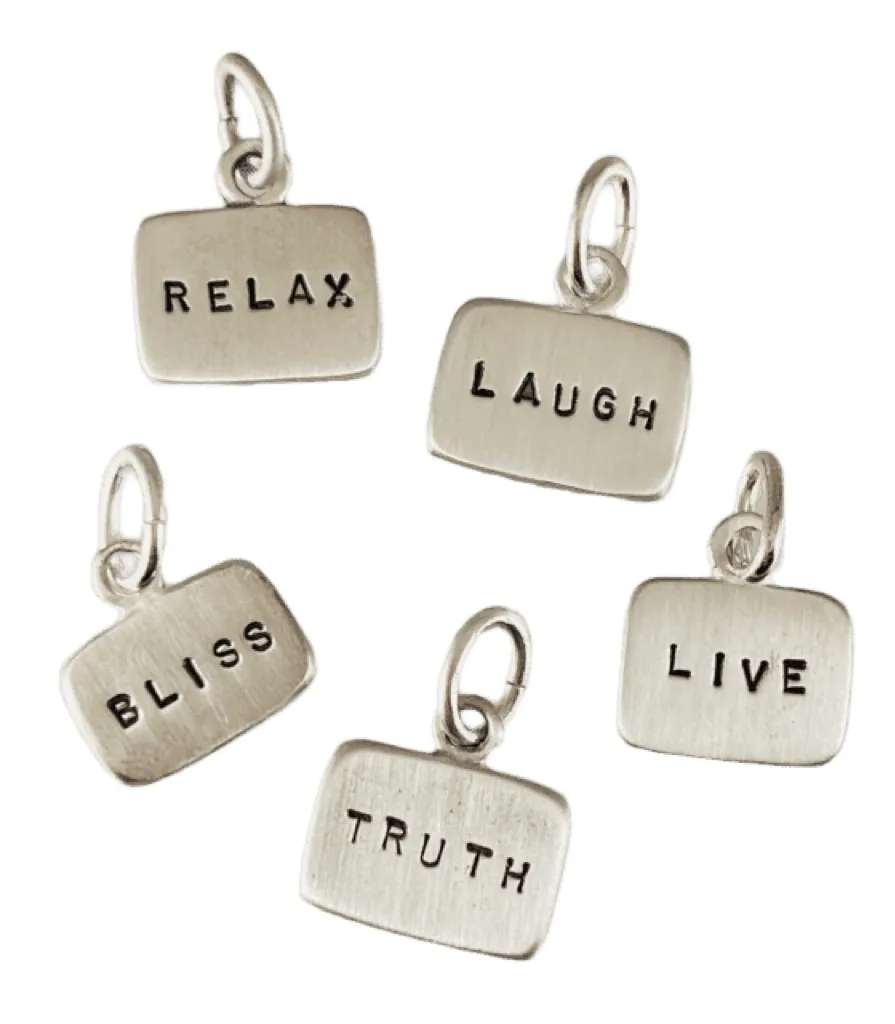 Sterling Stamped Word Tag Charm