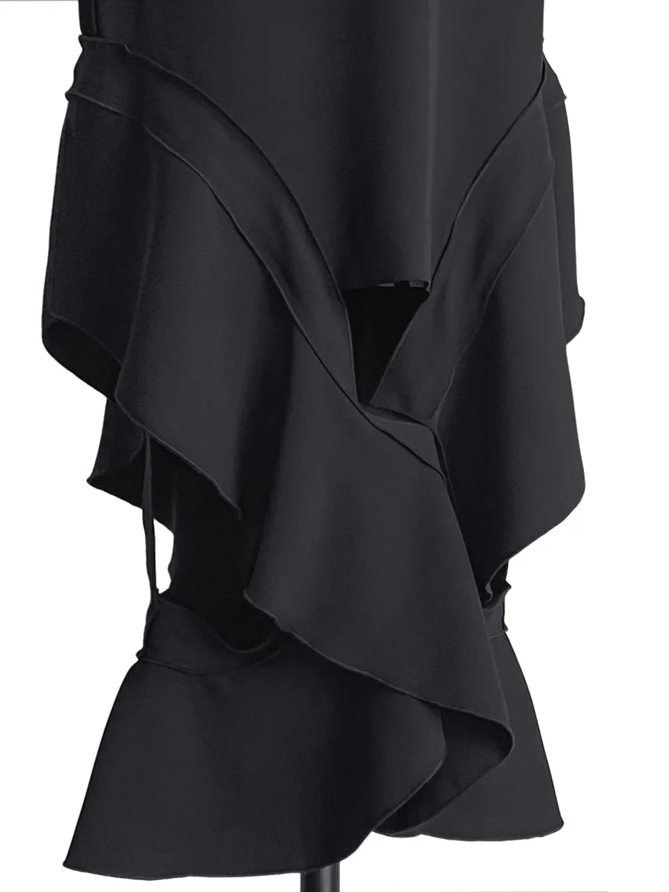 Surprise Sale! Classic Contemporary Black Ruffled Cut-out Skirt