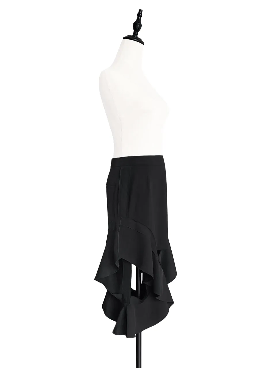 Surprise Sale! Classic Contemporary Black Ruffled Cut-out Skirt