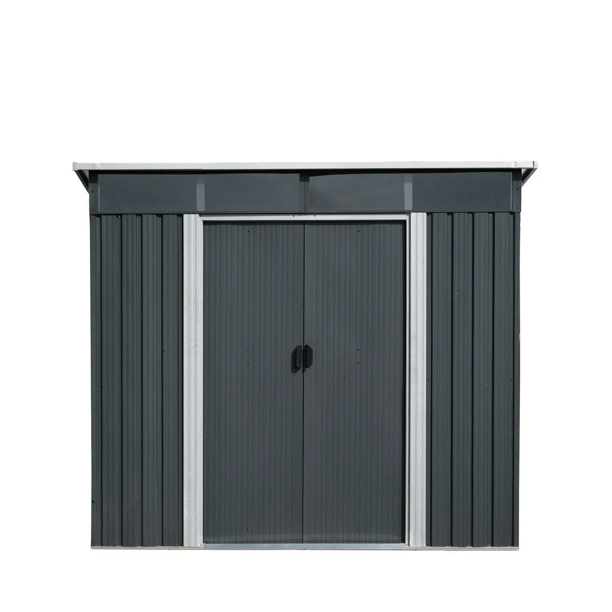 TMG Industrial 6’ x 8’ Galvanized Metal Pent Shed w/Skylight, 29 GA Corrugated Metal, 80” Peak Ceiling, TMG-MS0608P