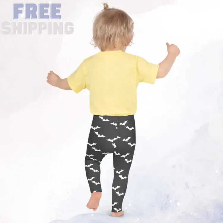 White Bats Gray Halloween Toddler and Kids Leggings