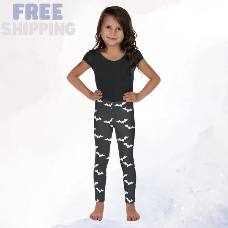 White Bats Gray Halloween Toddler and Kids Leggings