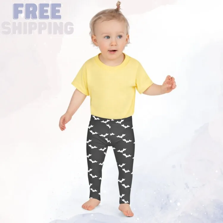 White Bats Gray Halloween Toddler and Kids Leggings