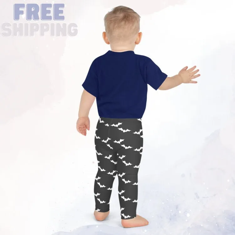 White Bats Gray Halloween Toddler and Kids Leggings