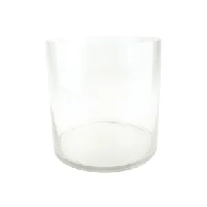 Wide Bottom Cylinder Glass Vase, 10-Inch